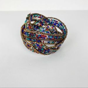 Beaded Braided Open Cuff Bracelet